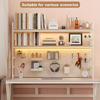 ZWCQSYS 2-Tier Desktop Bookshelf Hutch - Metal Desk Shelf Bookcase with Desk Pegboard Countertop Storage Organizer Rack for Dorm or Office (A, 70cm/27.5in)