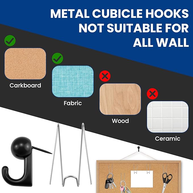 ZIUZI 30 Pcs Cubicle Hooks, Metal Push Pin Hangers, Heavy-Duty Wire Hangers for Office Cubicles, Home Decor, Picture Frames & DIY Projects