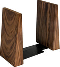 Luxdecor Walnut Book Ends Hold Heavy Books-6x5x4in Wood Bookends for Office Desk Non Skid, Decorative Walnut Bookend 2pack, Triangle Style