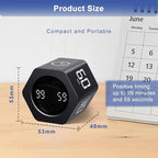 GuDoQi Rotating Pomodoro Timer 1 5 10 30 60 Min Preset, Hexagon ADHD Flip ProductivityTimer Tool Pause, Vibration, Mute, Adjustable Sound Alert for Work, Study, Back to School, Kitchen, Black