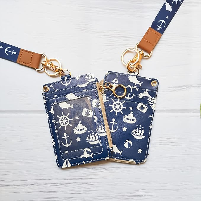 Lanyard Wallet,Wallet Lanyard,lanyards for id Badges,lanyards for id Badges for Women,Lanyard Wallet for Women,Fashion Badge Holder with Zipper（Cruise Ship）