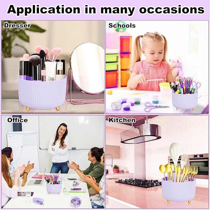 Gawsey Desk Organizers and Accessories Set with 360-Degree Rotating Pen Holder, Tape Dispenser, Stapler, Staple Remover, 1000 Staples, Tape, Clips Set, Ruler, Scissor, Pen