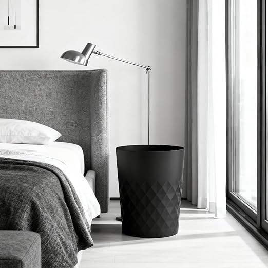 HOLTPHILI Bathroom Trash Can 1.8 Gallon Garbage Can Waste Basket Recycling Bin for Dorms Bedrooms Offices Kitchens, 2 Pack Black
