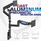 VIVO Pneumatic Arm Dual Ultrawide Monitor Wall Mount for Up to 49 inch Screens, Holds 2 Ultra Wides Up to 33.5 lbs Each, Black, MOUNT-V120K