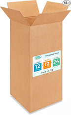 Tall Moving & Shipping Boxes 12x12x24 inches (10-Pack) - Extra Strength 200 lb vs Regular - Corrugated Durable Moving Boxes - Box for Packaging - Packing Box for Shipping by IDL Packaging