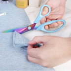 Zicolu 8.5" Scissors All Purpose, Multipurpose Office Scissors Set of 3 Pack, Titanium Coating Sharp Blade, Soft Comfort-Grip, Ideal for Fabric, School, Home, Craft & Sewing, Right/Left Handed, Blue