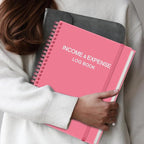 Heveboik Income & Expense Log Book - A4 Income and Expense Tracker for Small Business, Accounting Bookkeeping Tracking for Woman and Man, 8" x 10.5", Pink