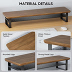 NestNeat Dual Monitor Stand, 35.4 Inch Monitor Stand Riser for 2 Monitors, 2 Tiers Wood Desk Shelf with Storage, Desktop Organizer Stand for Computer, Laptop, Printer, TV (Black Walnut, 35.4in)