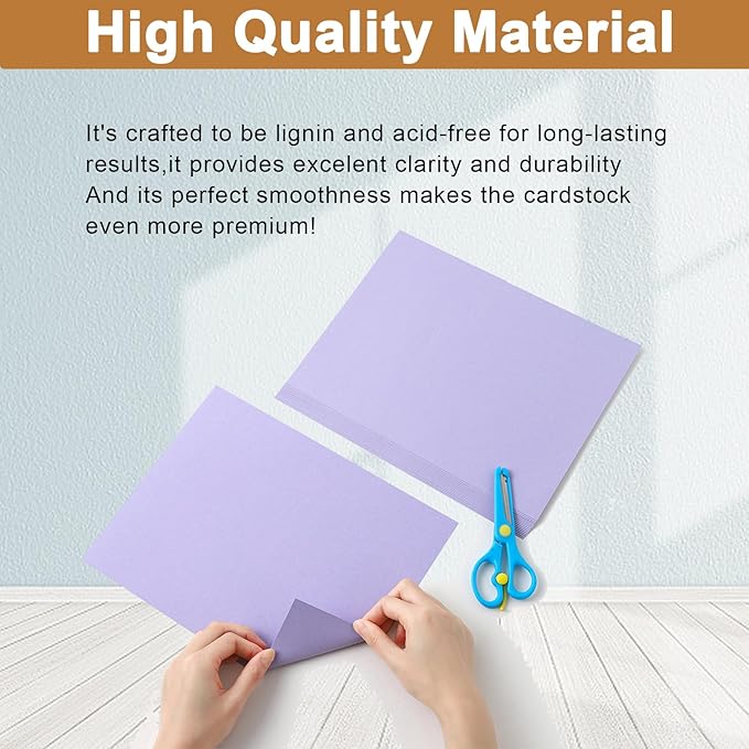 Silunkia 300 Sheets Purple Cardstock 8.5 x 11 Certificate Paper, 75lb Premium Lavender Paper Card Stock for Cards Making, Thanksgiving Cards, Wedding Invitations, Menus, Birthday Decorations