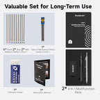 Shuttle Art 4 in 1 Multicolor Pen, 2 Pack Retractable Ballpoint Pens with 1.0mm Black Blue Red Ink and 0.5mm Mechanical Pencil, Multifunction Pens Gift Set for Writing Note Taking School Office Home