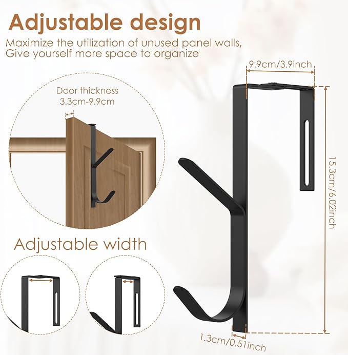 LSCSJUNS 8Pcs Cubicle Hook Sturdy Metal Wall Hooks Adjustable Hangers with Screwdriver Space Saving Cubicle Fabric Hooks for Hanging Clothes Hats Towel