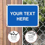 Personalized Custom Blue Background Customize for Office, Business, Workplace, Home, Airbnb, Delivery Sign, 10x7 Inches, Rust Free .040 Aluminum, Fade Resistant, Made in USA by Sigo Signs