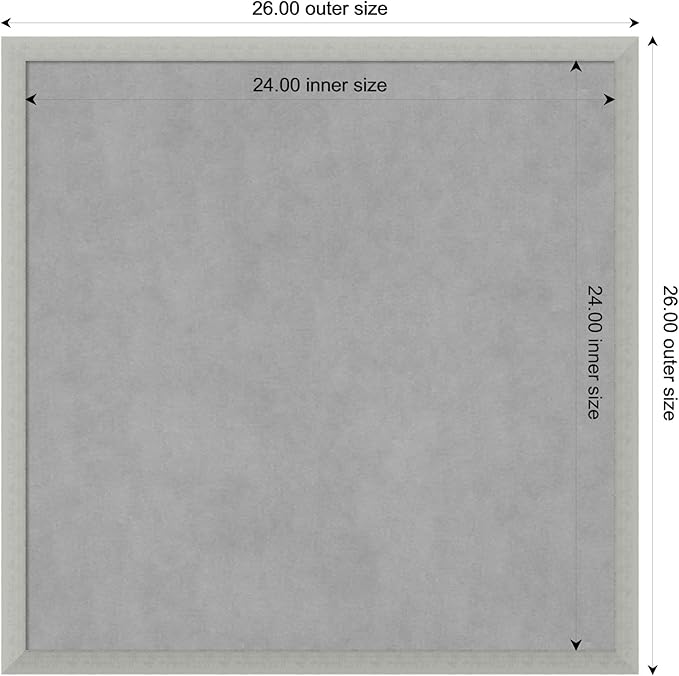 Amanti Art Silver Framed Magnetic Board 26x26 Medium Vision Board for use with Magnets, 100% Metal Sheet to Display Items as Office Decor or for Home Organization in mudroom, Kitchen or Kids Room
