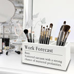 XPH Funny Pen Pencil Holder Organizer for Desk, Funny Coworkers Gifts for Women, Office Humor Gifts, Work Forecast Wooden Box Sign for Home Office Desk Tabletop Decorations