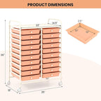 Happygrill 20-Drawer Organizer Cart Tools, Mobile Utility Storage Cart with Removable Drawers & Lockable Wheels, Rolling Storage Cart with wheels for Home Office School (Peach Fuzz)