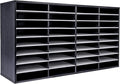 EasyPAG Wooden Literature Organizer with Adjustable Shelves, 36 Compartments Office Paper Organizer Storage 18000 Sheets Letter Size Paper, Student Mailbox for Classroom, Black/White