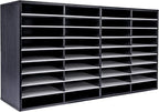 EasyPAG Wooden Literature Organizer with Adjustable Shelves, 36 Compartments Office Paper Organizer Storage 18000 Sheets Letter Size Paper, Student Mailbox for Classroom, Black/White