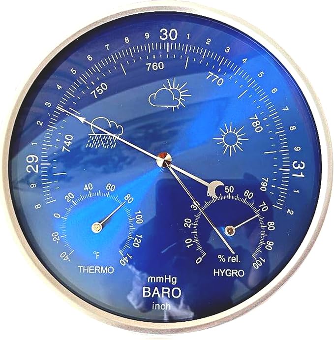 3 in 1 Barometer for Weather Station, Wall Hanging Thermometer All-Season Thermometer, Greenhouse Hygrometer, Accurate Weather Station Indoor Outdoor Use Temperature Monitor for Home Garden Office