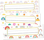 30 Name Tags for Classroom Cubbies, 3x9 in Boho Rainbow Name Plates for Desks, Classroom Must Haves for Teachers Elementary - A02