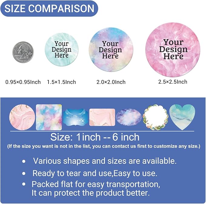 50-1000 Custom Stickers for Business Logo-Customized Personalized Labels with Any Design Image Logo Text for Small Business and Birthday Party Wedding,Waterproof Stickers