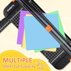 2 Set A4 Paper Cutter 12 Inch Titanium Paper Trimmer Scrapbooking Tool with 2pcs Replacement Blades with Automatic Safety Guard and Side Ruler for Craft Paper,Cardstock,Photo,Coupon, Label