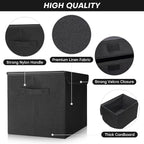 Bagnizer Large 17" 42 Quarts Collapsible Stackable Storage Bins with Lids [3-Pack] Foldable Fabric Linen Storage Boxes Cube, Closet Organizer Baskets with Label (16.7 x 12 x 12, Black)