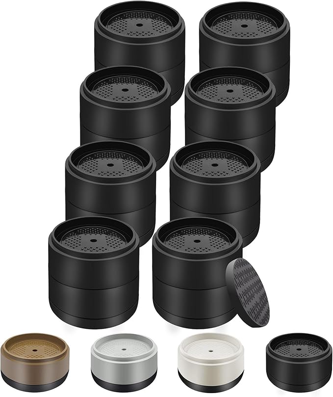 Furniture Risers Bed Risers Heavy Duty 1 inch, 2 inch, 3 inch, 4 inch Round Adjustable Bed Lifts Riser for Desk Legs Table Couch Sofa Chair Refrigerator Washing Machine (1+1 Inch, Black, 8 Pack )
