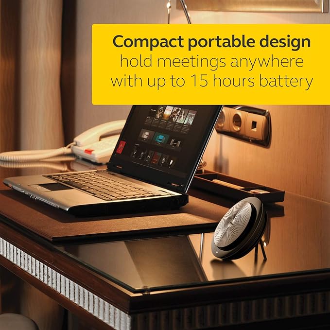 Jabra Speak 710 MS Wireless Bluetooth Speakerphone with Link 370 USB Adapter – Portable Conference Speaker for Holding Meetings Anywhere with Immersive Sound - Certified for Microsoft Teams