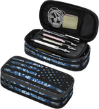 YIJIUWKIS American Flag Style Pencil Case for Kids Adults, Camo Pencil Box for Boys Girls, Blue Pencil Pouch Big Capacity Portable Stationery Storage Desk Pen Bag for School Office