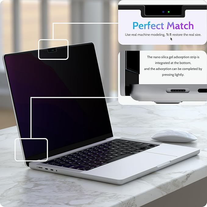Peslv Magnetic Privacy Screen for MacBook Air 15 Inch (2023-2025, M2 M3 M4) - A2941 A3114 A3241, 15inch Removable Matte Anti Blue Light Glare Filter for Mac Air 15.3" Laptop Computer