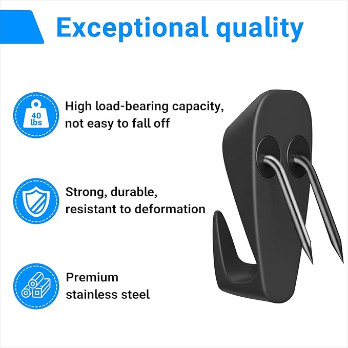 Hufopik 20 Pcs Cubicle Hooks - Fabric Panel Wall Clips for Hanging Coats, Pictures, Supports up to 40 lbs (Black)
