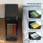 MIIIKO2 Drawer File Cabinet, Metal Vertical Filing Cabinets with Lock, Office File Folders Storage Cabinet for Letter Legal A4 Size