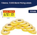 Perco Red Reverse Print on Yellow Sale Price Labels for Monarch 1110 16 Rolls with 1 Free Ink Roller