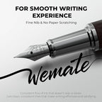 WEMATE Fountain Pen Set, Fine Nib with 20PCS 2.6MM Ink Cartridges(10 Black&10 Blue),1 Ink Converter, Nice Luxury pen for Men, Women, Cool Wooden Fountain Pen for Writing, Journaling, Calligraphy