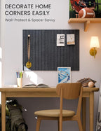Fluxynara Felt Bulletin Board Tiles -28"x18" with 40 Adhesive Tabs, Cork Board Alternative for Office Decor, Push Pin Board Wall Organizer 6-Pack (Deep Charcoal Blue)