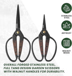 PERWIN Garden Flower Bonsai Scissors,Walnut Wide Handles Pruning Gardening Scissors Floral Shears for Gardening,Succulent Harvest, and Precision Plant Trimming Care