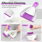 NACENA Mini Dustpan and Brush Set, Small Broom and Dustpan Set Dust Pan and Mini Hand Broom Dustpan and Broom Combo Compact for Home Table Keyboards Sofa Kitchen, Purple