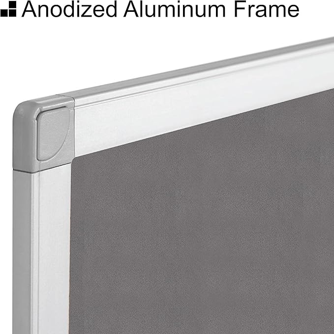 BoardsPlus Gray Felt Bulletin Board, 36" x 48", Wall Mounted Self-Healing Pin Board with Aluminum Frame, Affordable Felt Vision Board for Home, Office, Dorm & Classroom