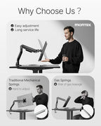 monTEK Deluxe Monitor Arm up to 40 Inch Holds 26.4 lbs Curved Screens Aluminum Fully Motion Adjustable Single Monitor Stand with Clamp/Grommet Desk Mount, Quick Release Plate,75/100mm VESA, MA1008BK