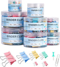 WORPSON 408 PCS Binder Clips Paper Clamps Assorted Sizes and Push Pins, Binding Paperwork Clamp Bulk, School Teachers Office Supplies (Multicolor)
