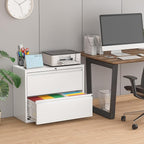 Pataku Lateral File Cabinet, 2 Drawer File Cabinet with Lock, White Filing Cabinets for Home Office, Metal File Cabinet for Hanging Files/Letters/Legal/F4/A4(2Drawer/White)