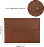 VANRA File Folder Document Holder Organizer Waterproof Portfolio Leather Folder Case with 3 Pockets, Filing Envelopes for A4 Letter Size Paper with Snap Magnetic Button Closure (Brown)