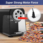 AFMAT Electric Pencil Sharpener Heavy Duty, 6 Holes, Auto Stop Pencil Sharpeners for Classroom, Electric Sharpener for 6-11mm Colored Pencils, 7000 Sharpenings, Fast Sharpen, Save Pencils PSX1