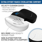 Everlasting Comfort Doctor Recommended Memory Foam Seat Cushion for Office Chairs & Car - Ergonomic Office Desk Accessories - Cushions for Tailbone Pain Relief, Sciatica (Black, X-Large)