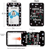 Funny Nurse Lanyards for ID Badges Name Tags ID Card Holder, ID Badge Holder with Breakaway Lanyard, Cute Badge Reel Badge Clip Retractable, Coffee Scrubs and Rubber Gloves (Black)