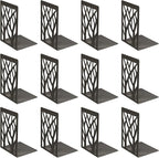 MSDADA Bookends, Book Ends for Shelves, Bookends for Office, Book Ends for Heavy Books, Book Shelf Holder Stand Home Decorative，Metal Bookend Supports, Book Stoppers, Black(6 Pairs)
