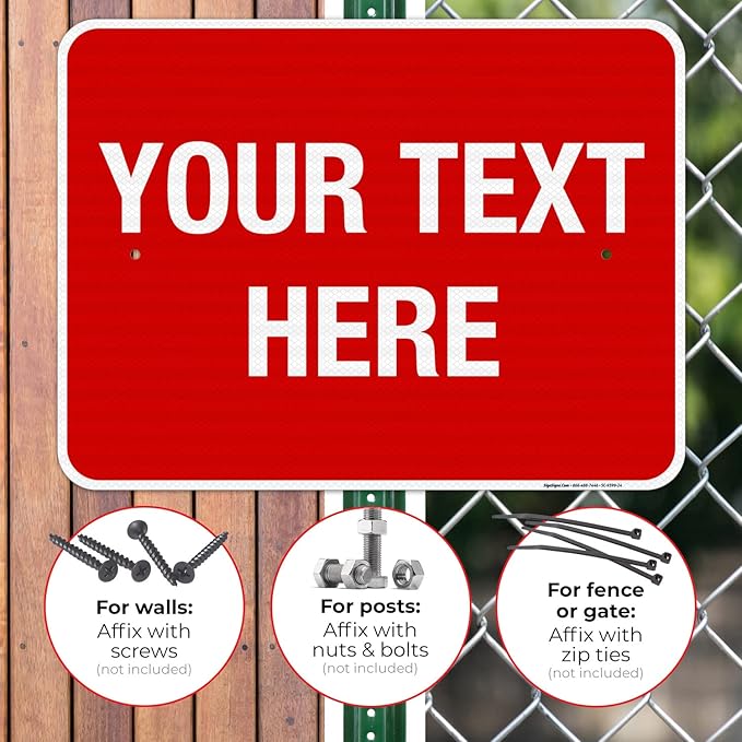 Personalized Custom Red Background Customize for Office, Business, Workplace, Home, Airbnb, Delivery Sign, 18x24 Inches, 3M EGP Reflective .080 Aluminum, Fade Resistant, Made in USA by Sigo Signs