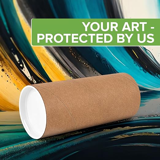 2" x 6" Reinforced Kraft Paper Mailing Tubes, Pack of 4 Tubes with 2 Caps Each – USPS Approved Poster Tube – Made in USA Cardboard Tube for Shipping and Storing Posters, Prints, Artwork, or Documents