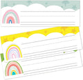 Name Tags for Classroom Cubbies, 30 Boho Rainbow Name Plates for Desks, Back to School Self Adhesive Name Tags Sticker for Teachers Elementary - A04