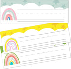 Name Tags for Classroom Cubbies, 30 Boho Rainbow Name Plates for Desks, Back to School Self Adhesive Name Tags Sticker for Teachers Elementary - A04